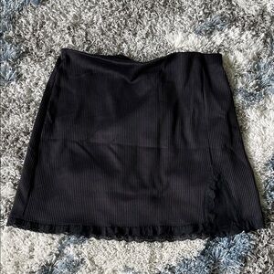 Divided Black Pencil Skirt with Lace Detail